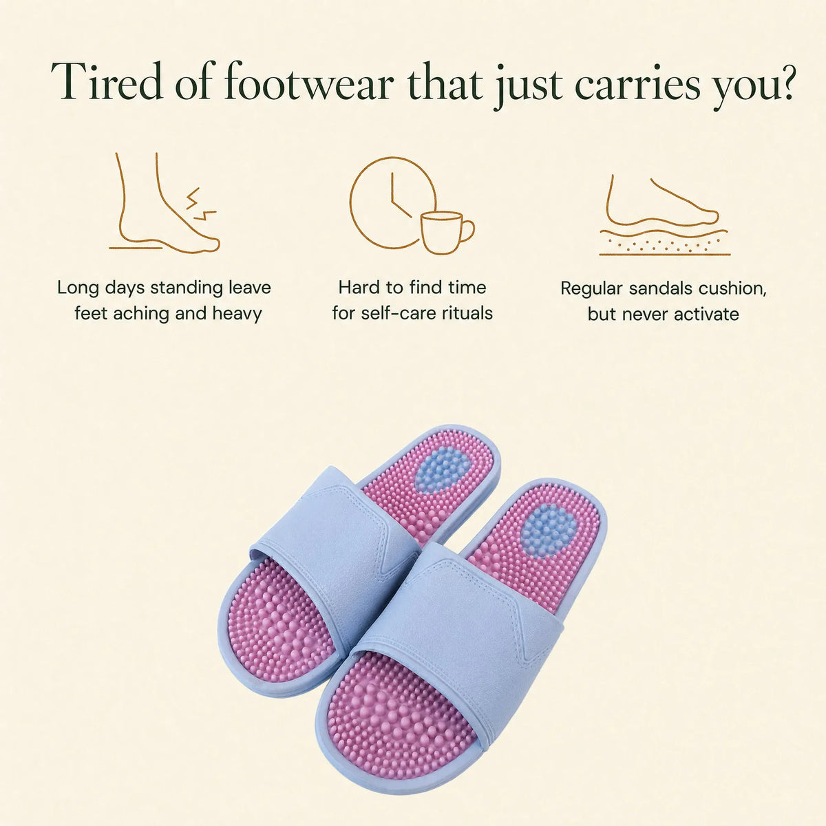 KinetiPath reflexology slides — everyday comfort for tired, hard-working feet