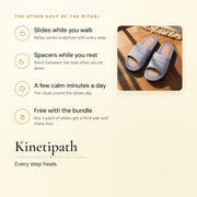 Wear the Reflex toe spacers with your KinetiPath reflexology slides: slides while you walk, spacers while you rest