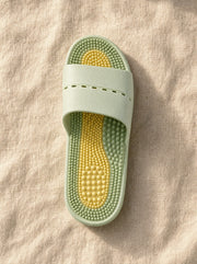 Close-up of the Meridian reflexology footbed in Suncanopy — acupressure nodules across the sole